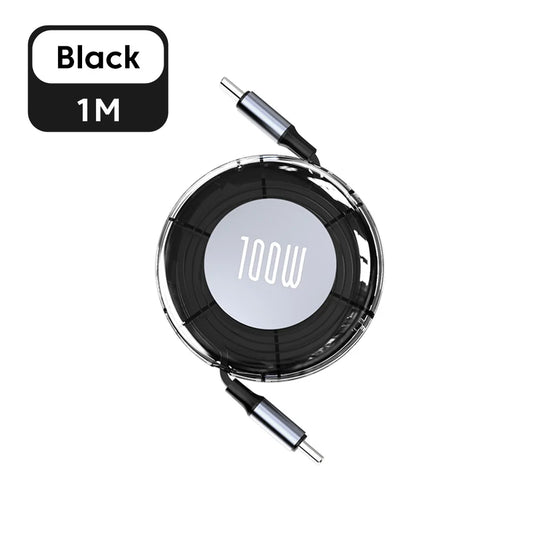 Retractable PD 100W Cable USB Type C to Type C Fast Charging USB C to USB C Cable for Iphone 15 Huawei Tablet Laptop