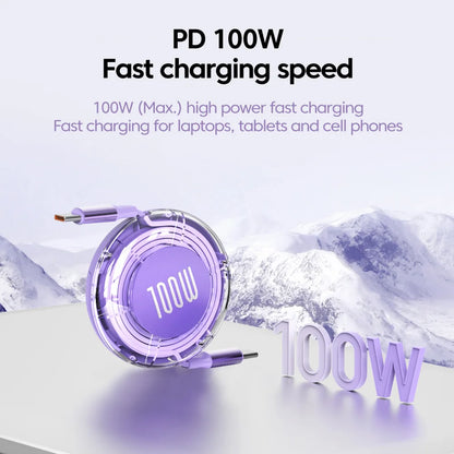 Retractable PD 100W Cable USB Type C to Type C Fast Charging USB C to USB C Cable for Iphone 15 Huawei Tablet Laptop